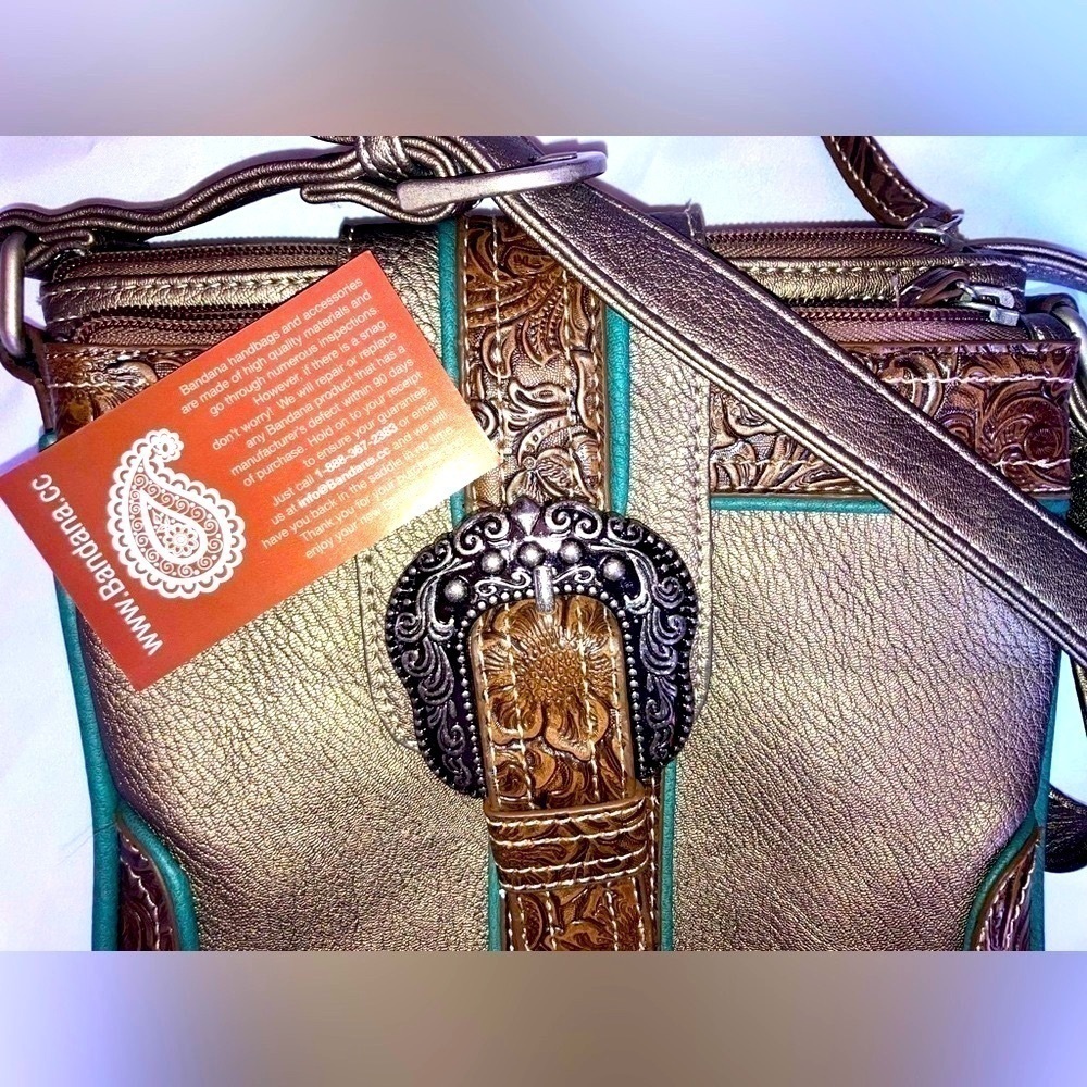 NEW Bandana Handmade Unique Western Lg Buckle Lux Genuine Leather Crossbody Bag